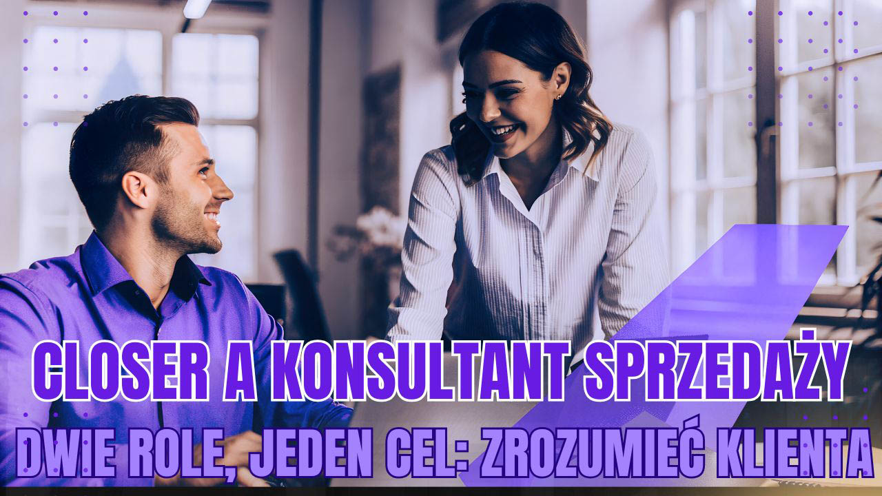 Closer i konsultant sprzedaży podczas rozmowy z klientem w nowoczesnym biurze