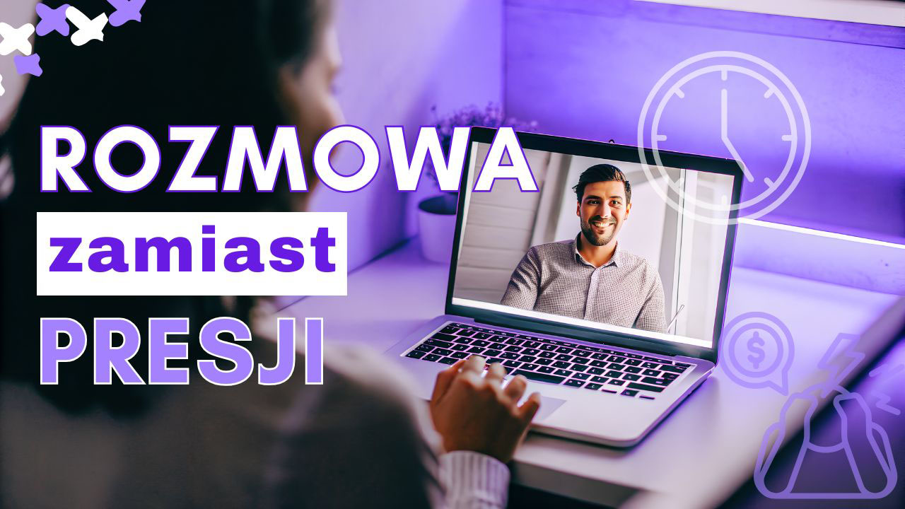 Closer prowadzący rozmowę sprzedażową z klientem podczas wideorozmowy w nowoczesnym środowisku pracy