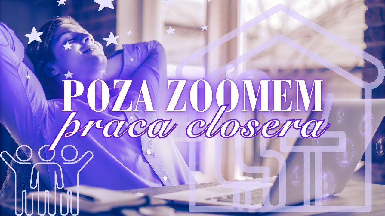 Realistyczna grafika przedstawiająca closera po pracy online w spokojnym, nowoczesnym domowym otoczeniu