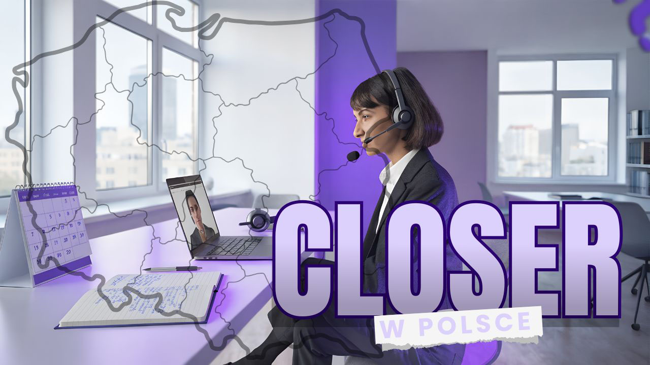 Closer w Polsce podczas rozmowy sprzedażowej online w nowoczesnym biurze