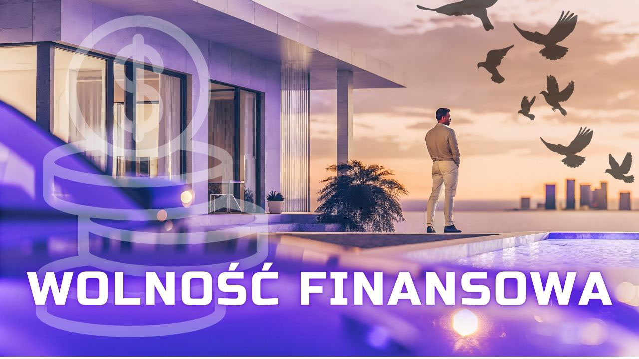 Mężczyzna stojący przy luksusowym domu z widokiem symbolizujący wolność finansową