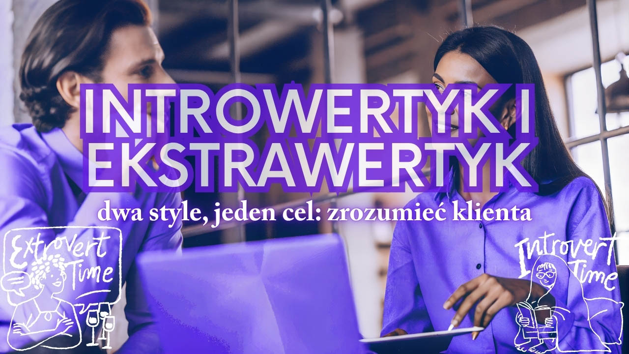 Introwertyk i ekstrawertyk rozmawiający w biurze -ilustracja artykułu o closingu