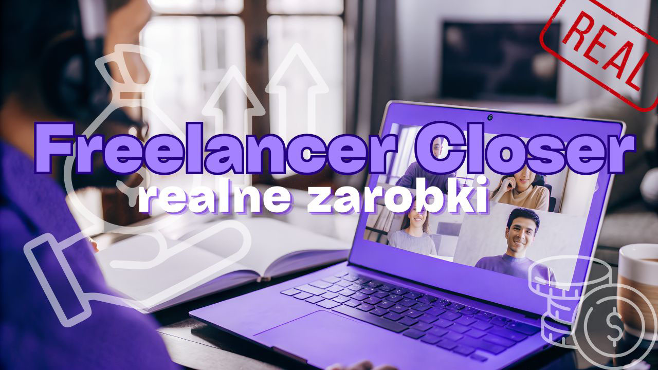Freelancer closer pracujący zdalnie podczas rozmowy sprzedażowej przez laptop