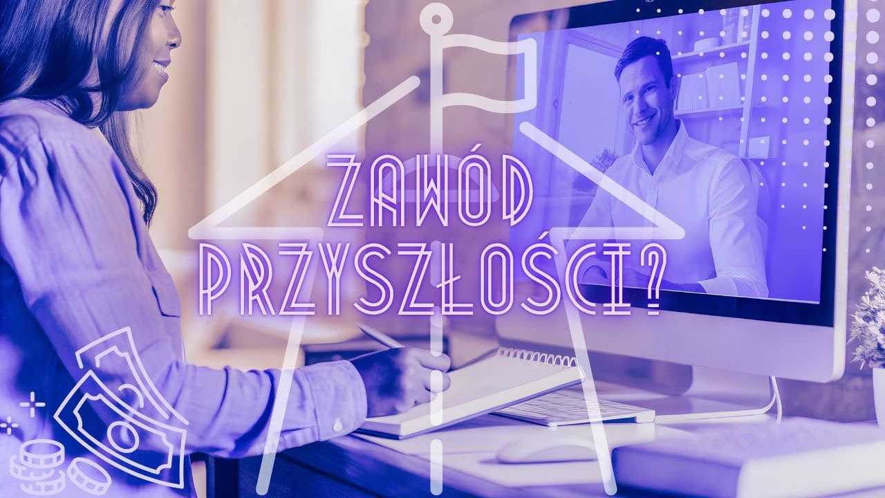 Realistyczna grafika przedstawiająca nowoczesnego closera podczas spokojnej rozmowy online z klientem