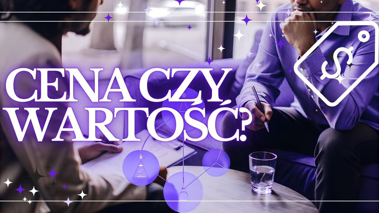 Realistyczna grafika przedstawiająca rozmowę sprzedażową, w której closer spokojnie omawia z klientem obiekcję ceny i wartość oferty.