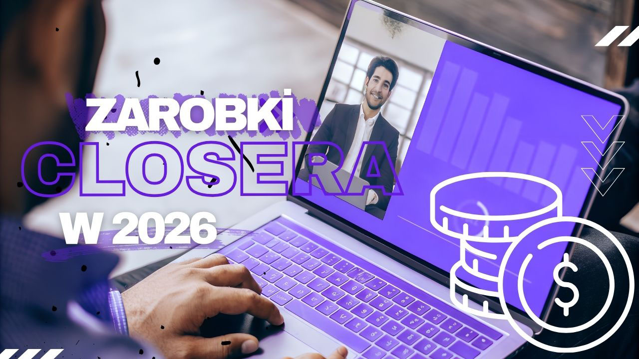 Closer prowadzący rozmowę sprzedażową online na laptopie i zarabiający na sprzedaży usług premium