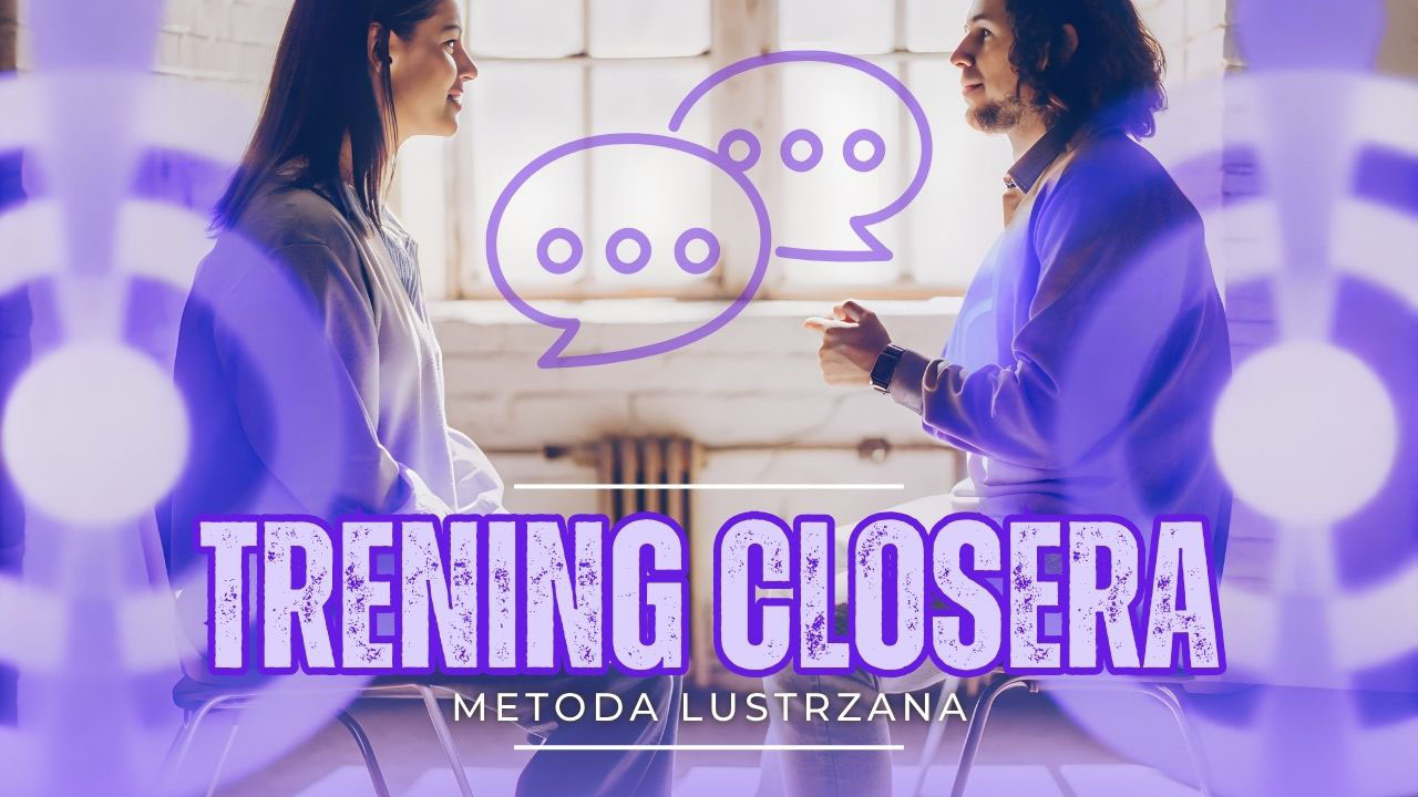 Dwie osoby ćwiczące rozmowę sprzedażową metodą lustrzaną w spokojnym środowisku