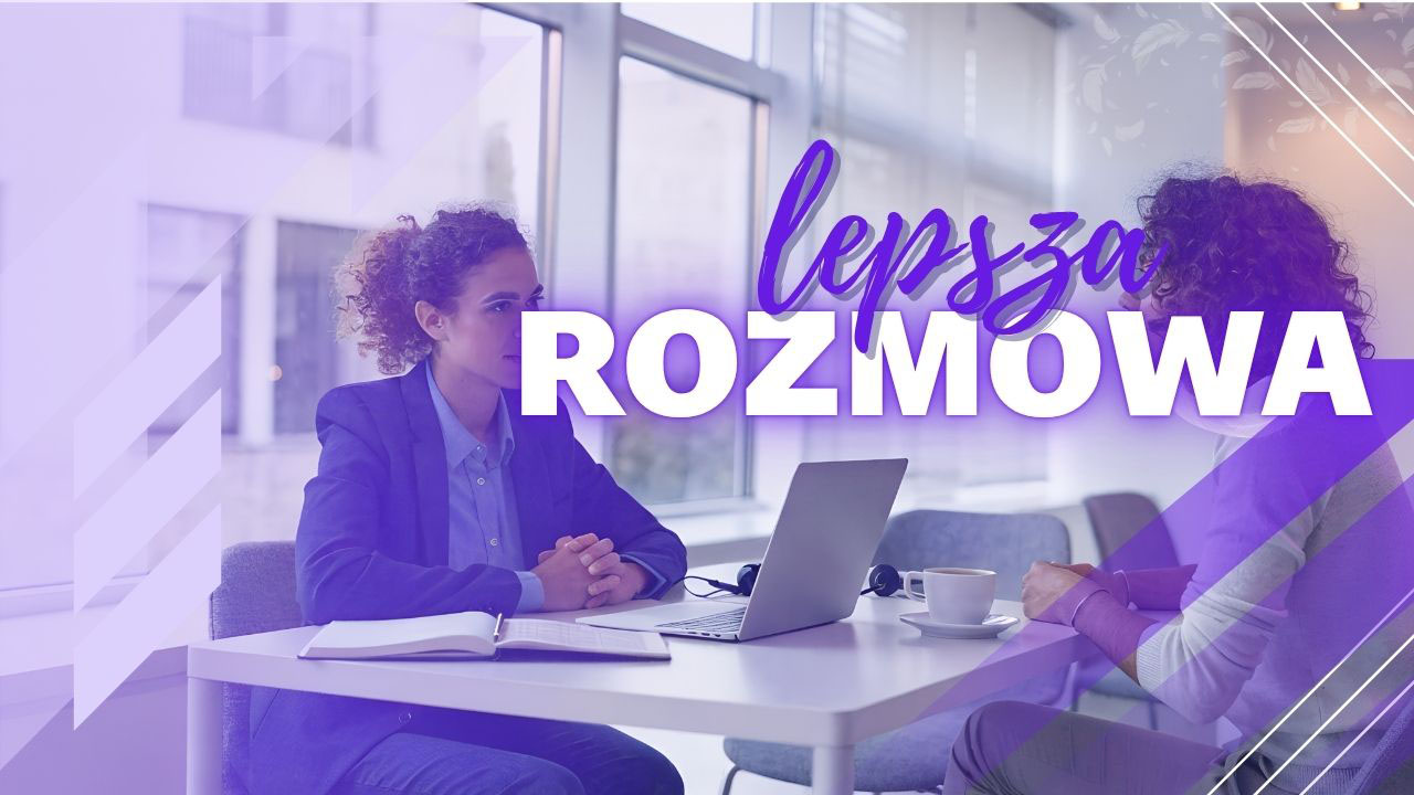 Realistyczna grafika przedstawiająca spokojną rozmowę sprzedażową między doradcą a klientem w nowoczesnym biurze
