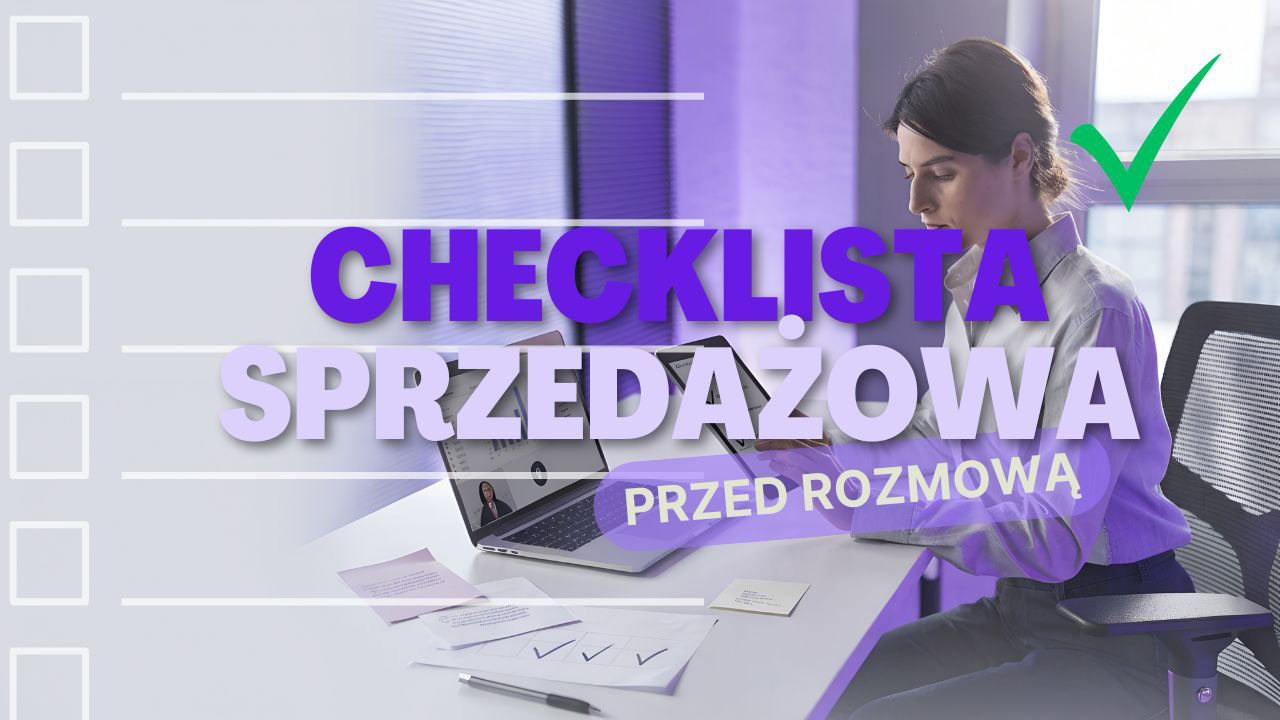 Realistyczna grafika przedstawiająca closera przygotowującego checklistę przed rozmową sprzedażową z klientem