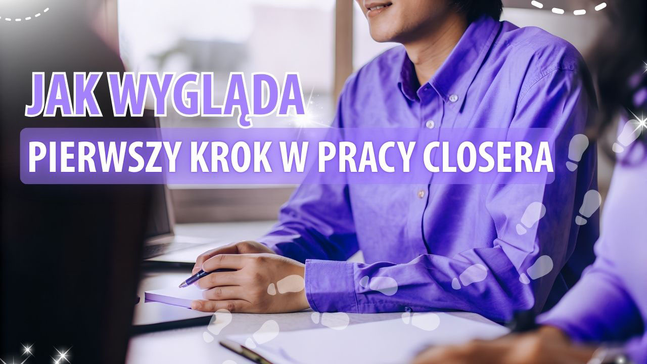Początkujący closer prowadzący spokojną rozmowę z klientem w profesjonalnym, nowoczesnym otoczeni