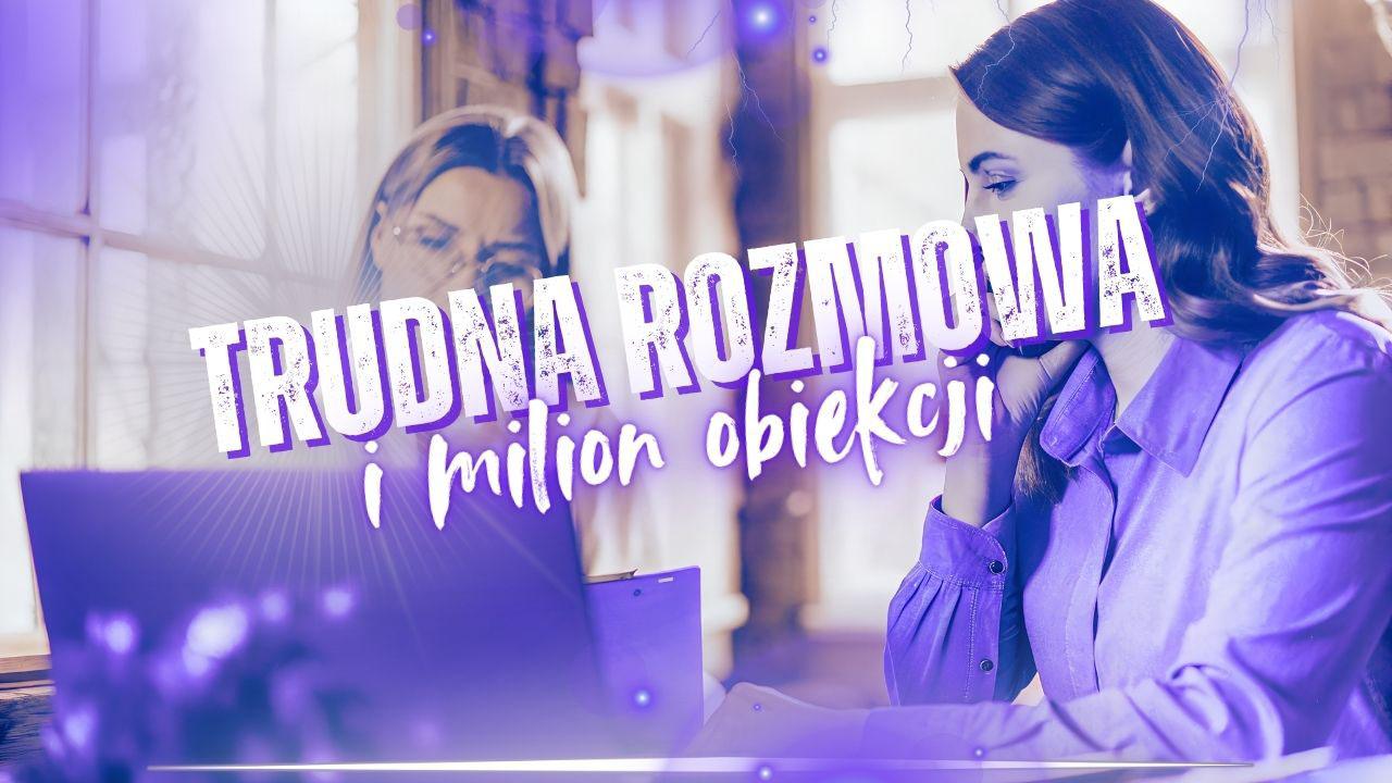 Realistyczna grafika przedstawiająca closera prowadzącego trudną rozmowę online z klientem, który miał wiele obiekcji przed zakupem