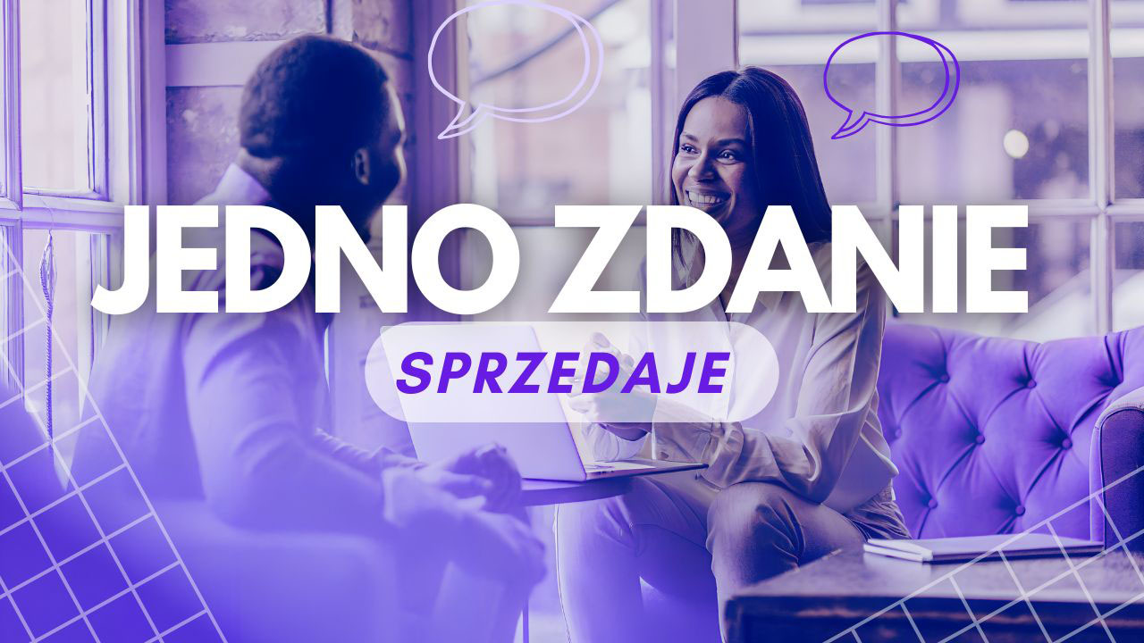 Realistyczna grafika przedstawiająca spokojną rozmowę sprzedażową, w której kluczowe znaczenie ma jedno trafne zdanie