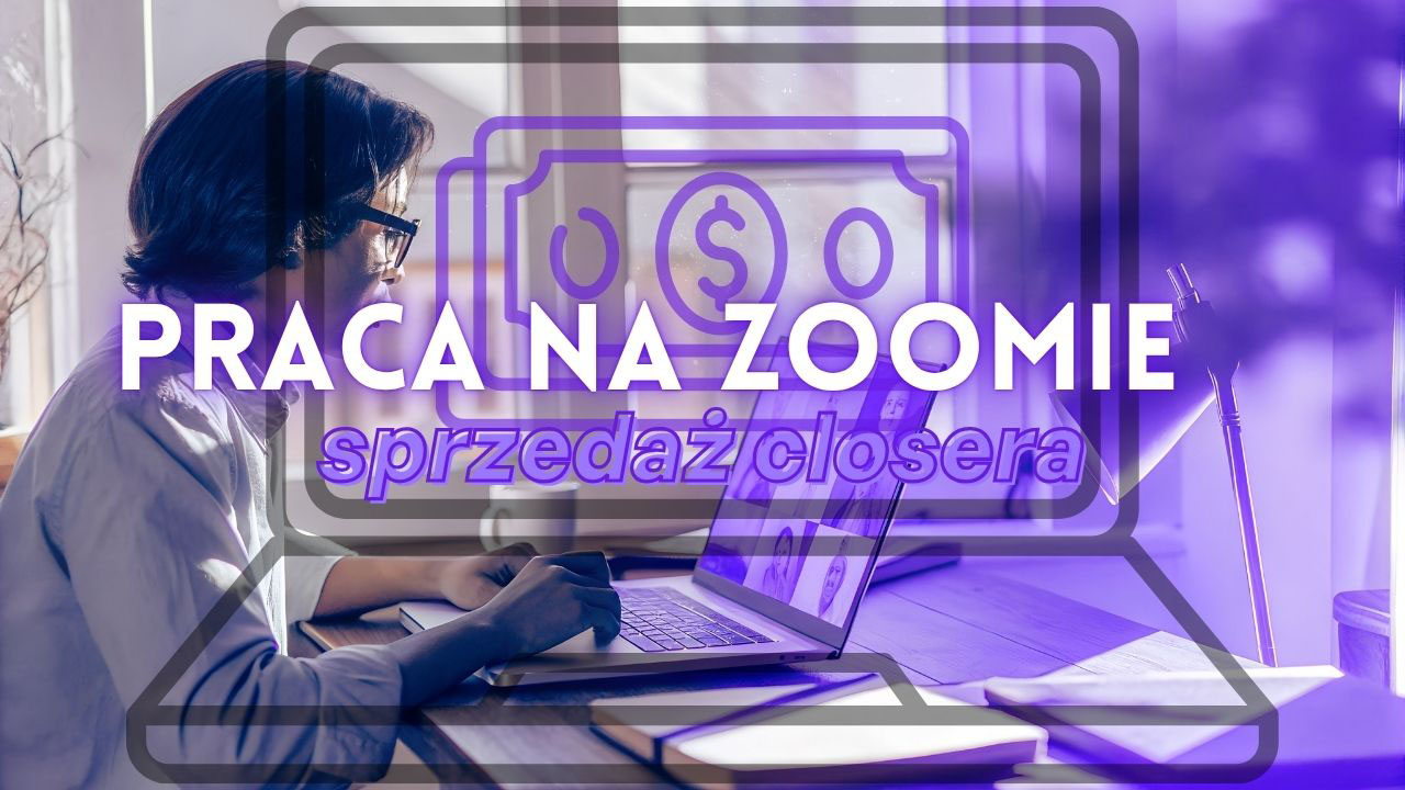 Closer prowadzi rozmowę sprzedażową online przez laptop podczas pracy zdalnej