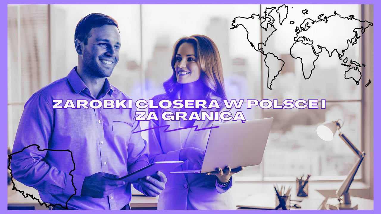 Dwóch profesjonalistów closerów pracujących w nowoczesnym biurze, symbol zarobków w Polsce i za granicą