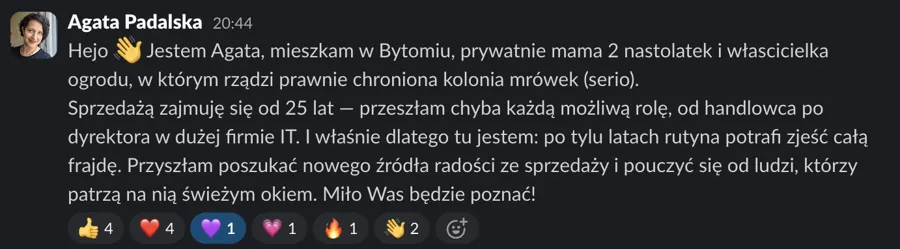 Post powitalny uczestnika Akademii: Agata
