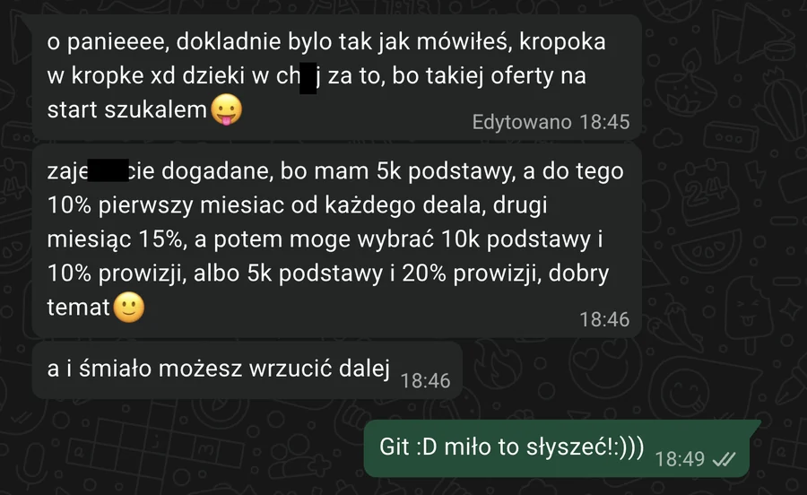 Propozycja współpracy dla uczestnika: podstawa + prowizja